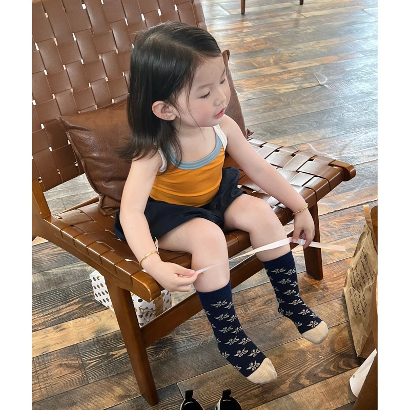 女童夏套装2025夏季新款女孩多巴胺橘色吊带上衣超好看花苞裙裤潮