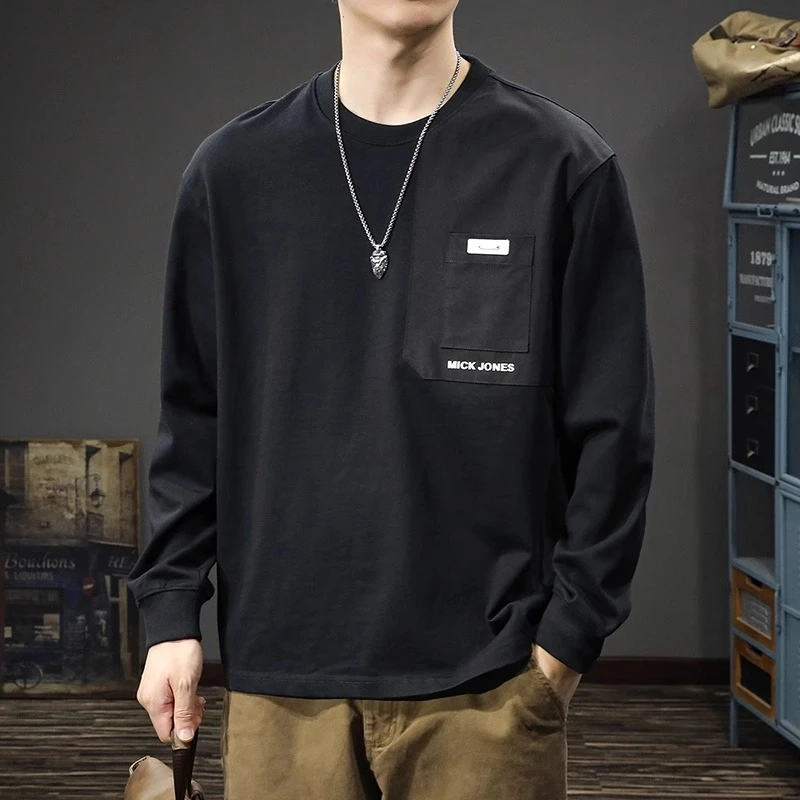 Cebrodz春季潮牌新款长袖t恤圆领宽松男装2025宽松大码百搭卫衣