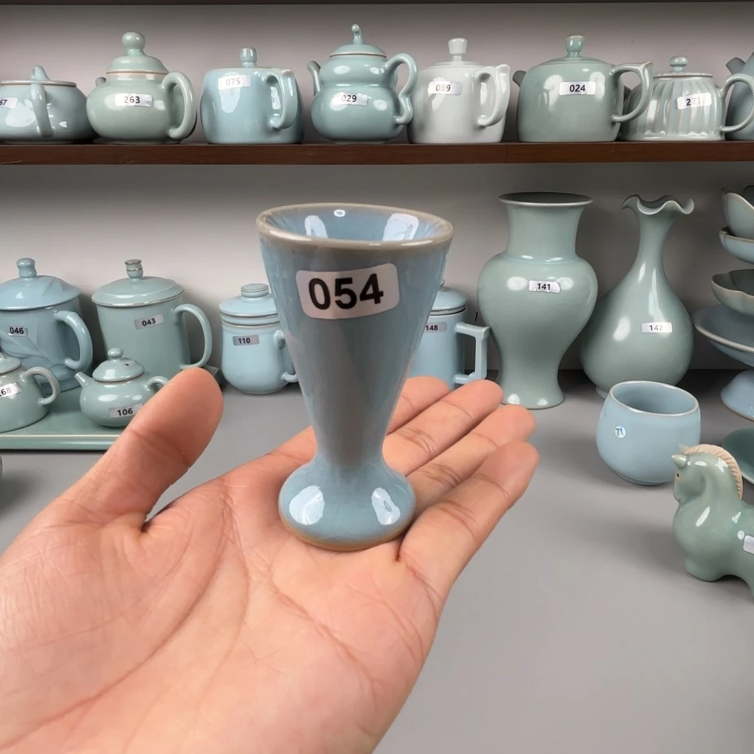 摆件陶汝瓷小酒杯天青釉开播福利