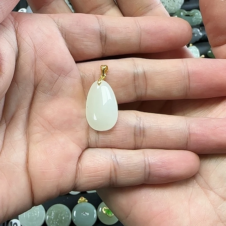 和田玉吊坠(不含链)银S925镶嵌