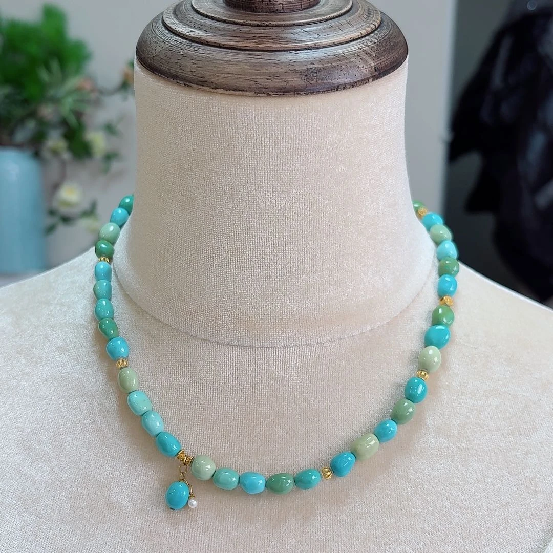 绿松石18K金镶嵌珠宝奇石