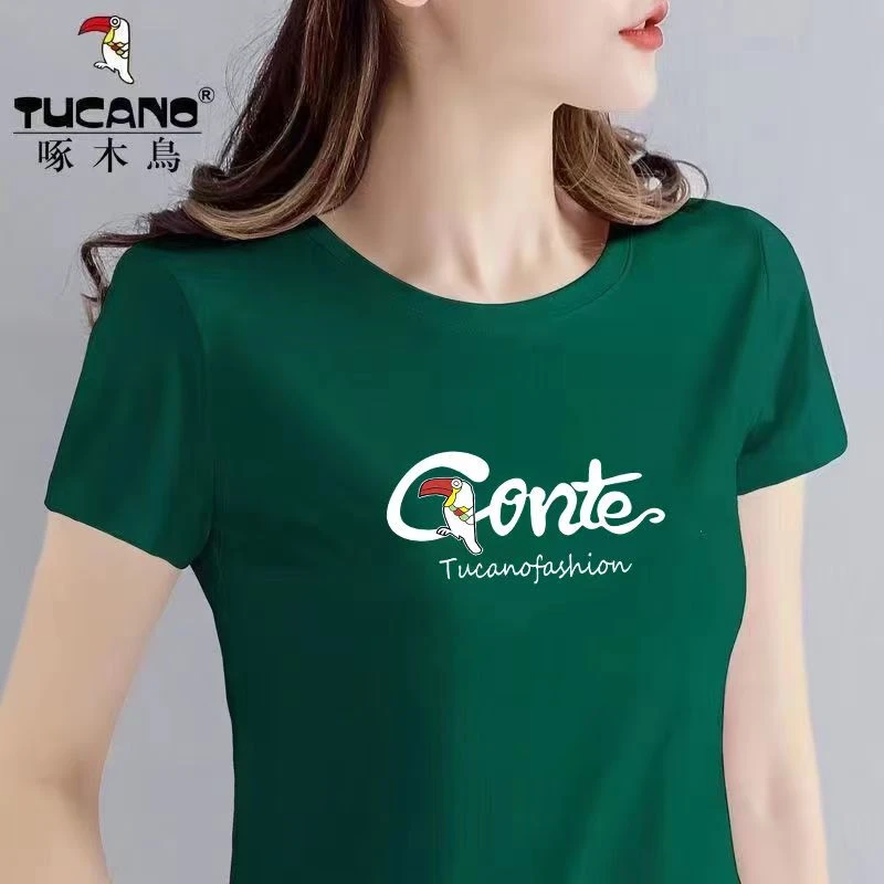 啄木鸟大版短袖吸汗圆领字母冰爽T恤夏装夏季宽松加大打底衫时尚