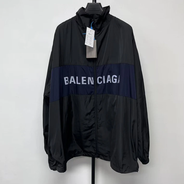 95新 Balenciaga/巴黎世家 字母印花立领拉链长袖夹克外套01693