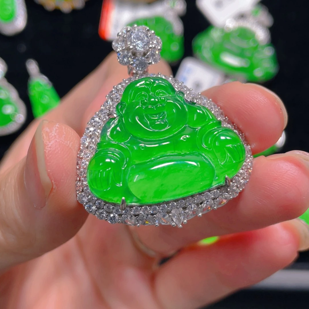 翡翠银S925镶嵌吊坠(不含链)