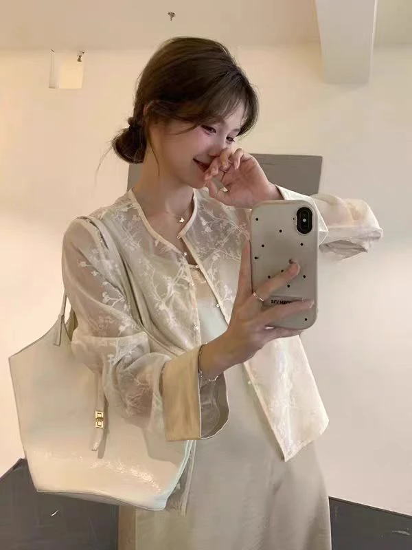 薄款女通用防晒提花常规款短外套小众长袖外套家居服时尚上衣