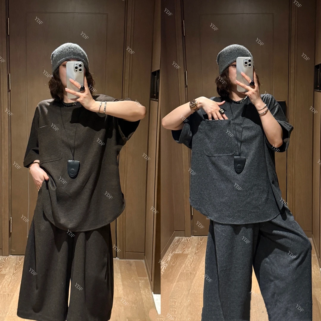 YDFSTUDIO小众【灰屿听风】欧货早秋重工高品口袋设计上衣+裤子套装
