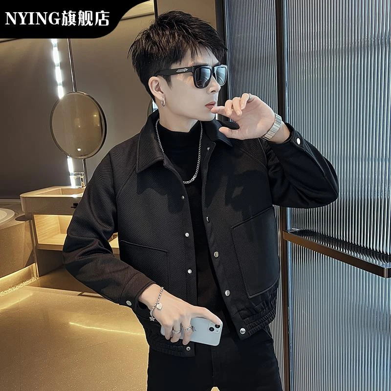 NYING2025年新款高级感时尚商务上衣社会夹克休闲潮流男短款休闲