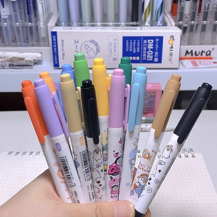 得力水性双头勾线笔12色