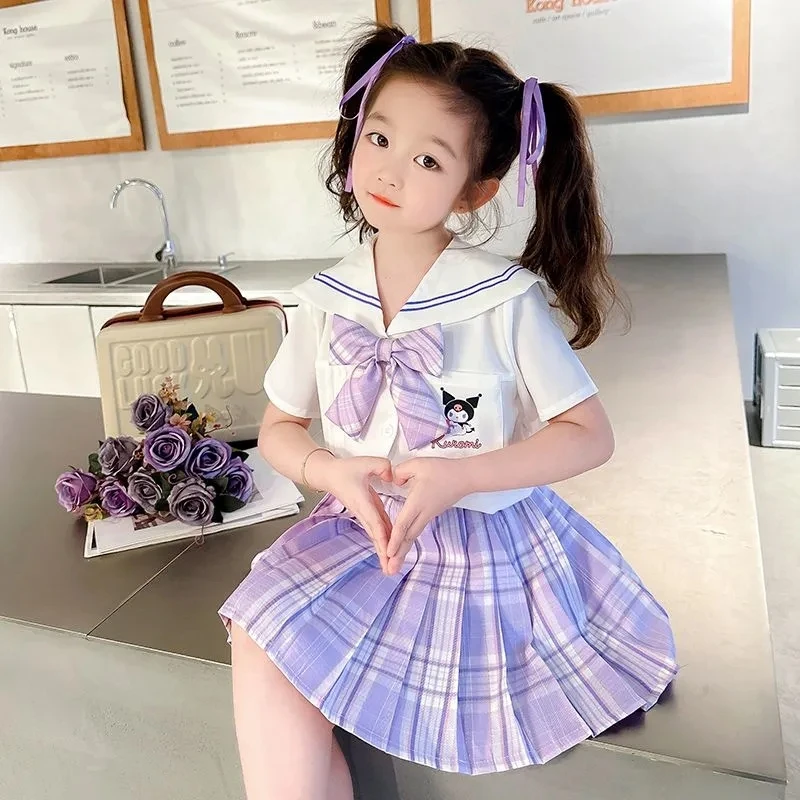 女小童库洛米jk套装裙夏季时尚新款女宝宝海军领学院风短袖套装裙