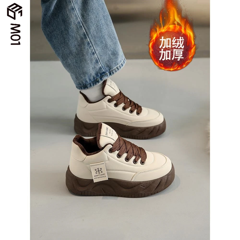 M012025秋冬季新款复古时尚加绒加厚保暖百搭厚底运动休闲鞋女