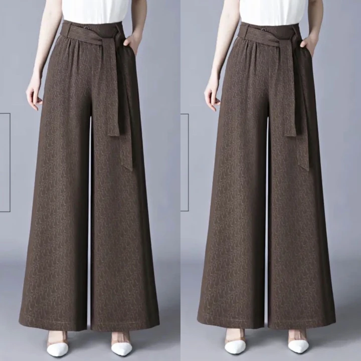 春季夏款女士裤子时尚妈妈新款高档阔腿裤女高腰显瘦提花纯色长裤