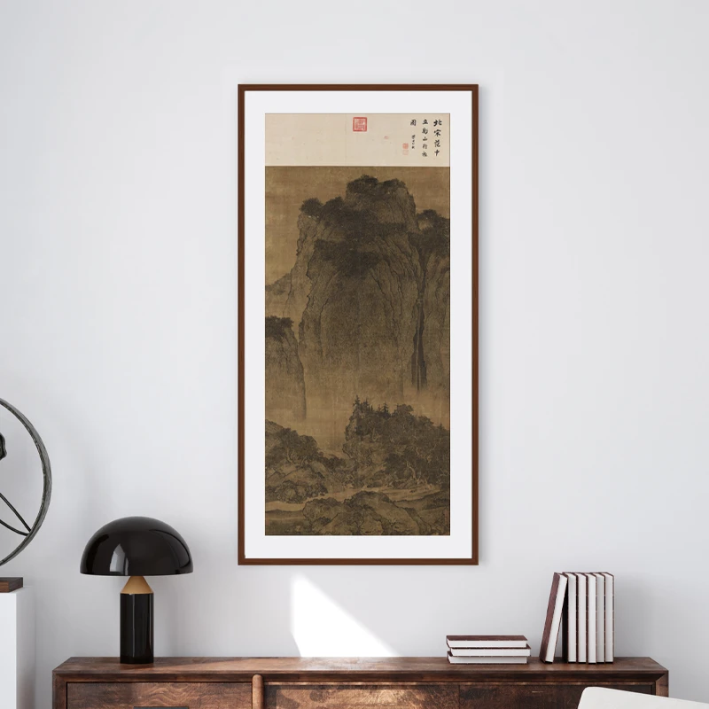 中式装饰画《溪山行旅图》绢本设色实木榫卯书房玄关挂画DL013国画