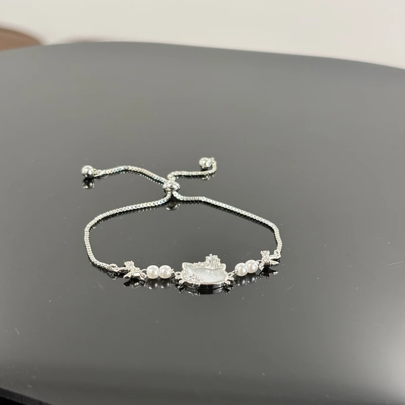 铜合金合成锆石手链 白色猫猫头手链SL2116