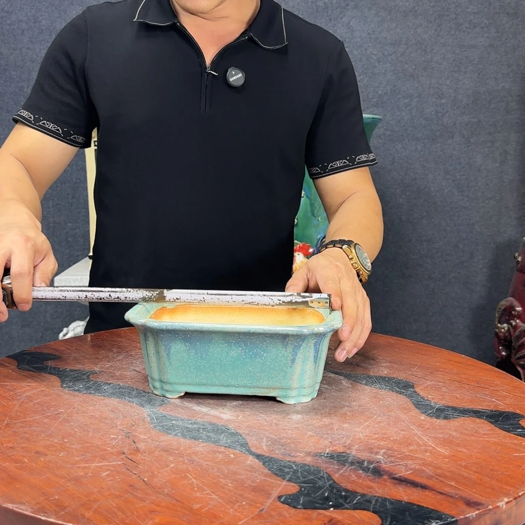 正宗岭南石湾盆内长19宽13深6微瑕