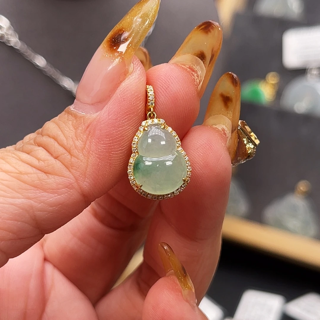 翡翠18K金镶嵌吊坠(不含链)