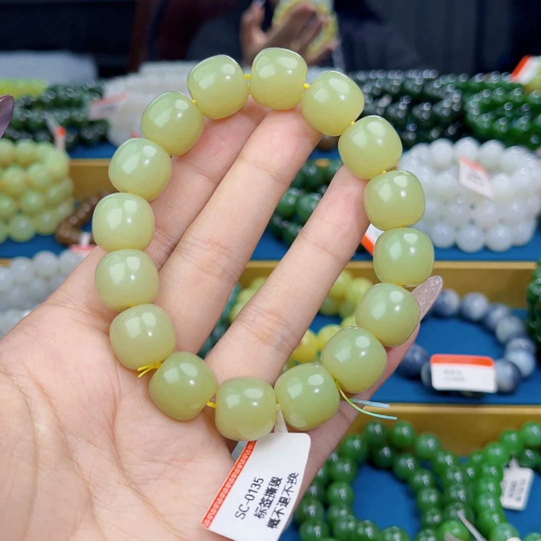 和田玉未镶嵌手链天然和田玉新疆若羌黄口手串14