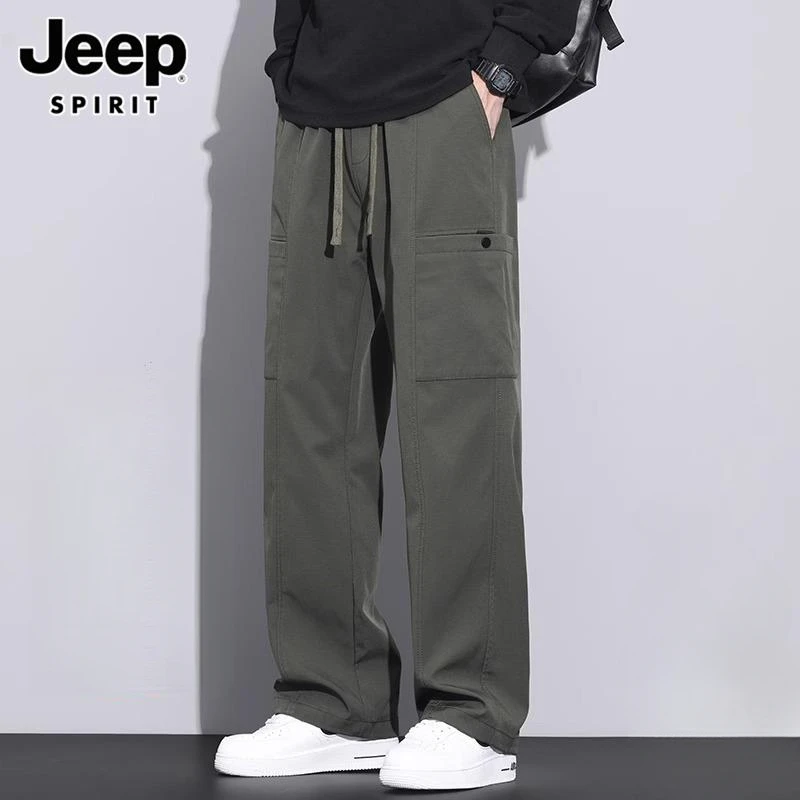 Jeep吉普休闲裤男士春秋季新款潮流百搭直筒工装运动纯色长裤男款