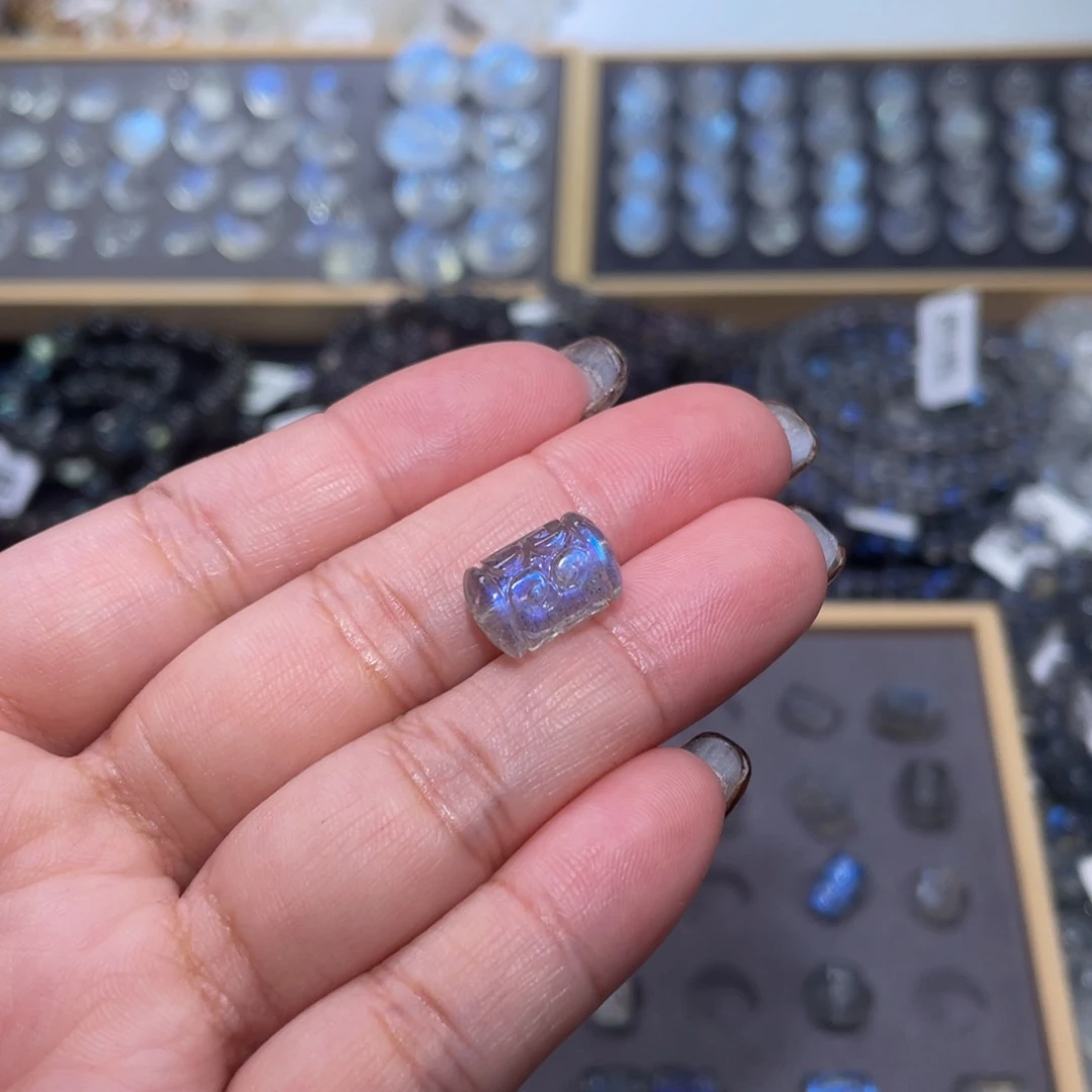 拉长石颈饰未镶嵌蜜***姐灰月光回纹珠直径8.6mm
