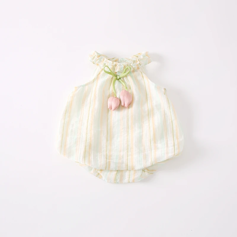 新生儿夏季吊带包屁衣婴儿衣服夏装女宝宝外出连体衣