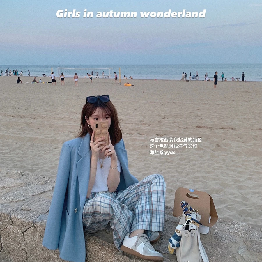 【马吉拉明线西装】大牌chic感 袖口明线我爱的时髦甜宽松西服