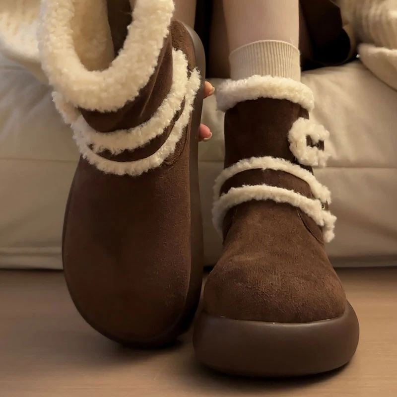 厚底毛毛雪地靴女2025冬季新款爆款时尚洋气棉鞋保暖加绒加厚棉靴