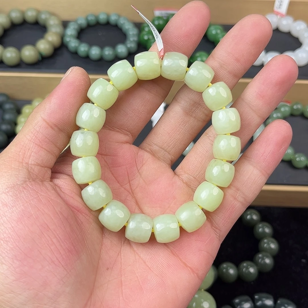 和田玉手串未镶嵌纯天然新疆和田玉若羌黄口12mm