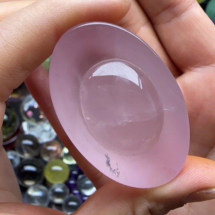 未镶嵌水晶珠宝半成品粉晶元宝