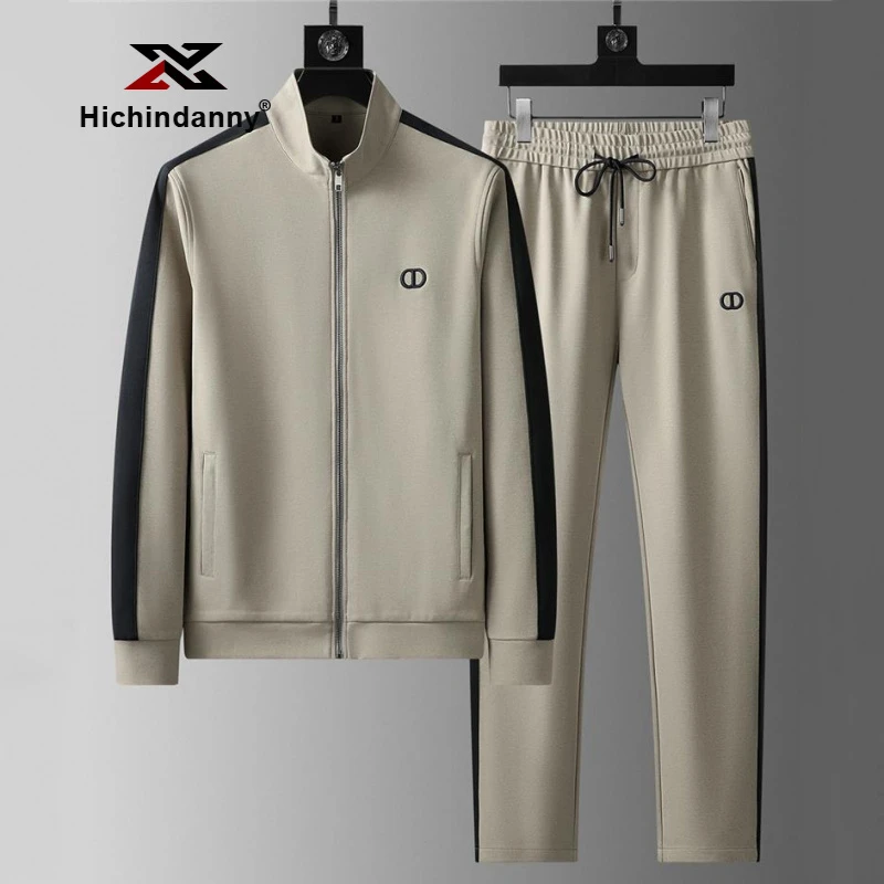 HICHIN户外防风开衫运动套装男士春秋季立领休闲两件套索罗娜面料