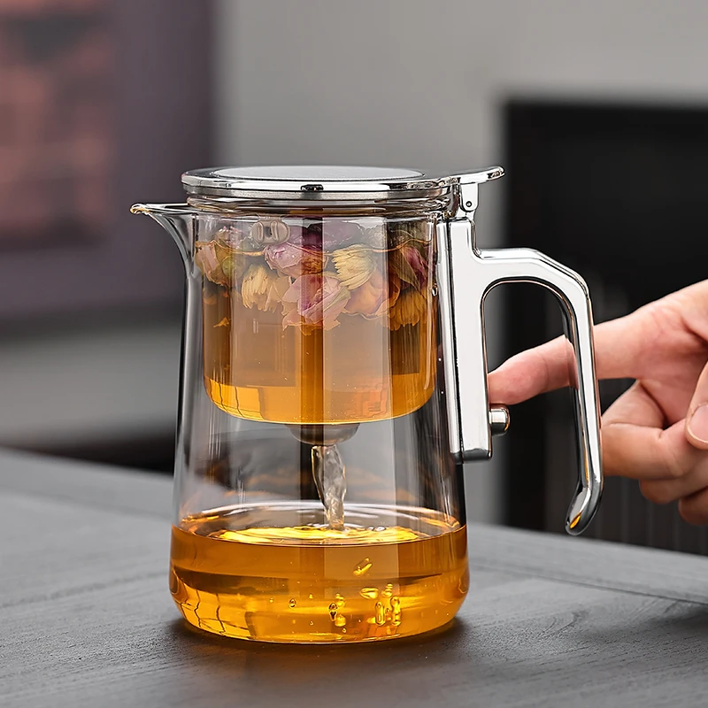 喝茶器具磁吸飘逸杯耐热玻璃茶水分离厚泡茶壶一键过滤冲茶器家用