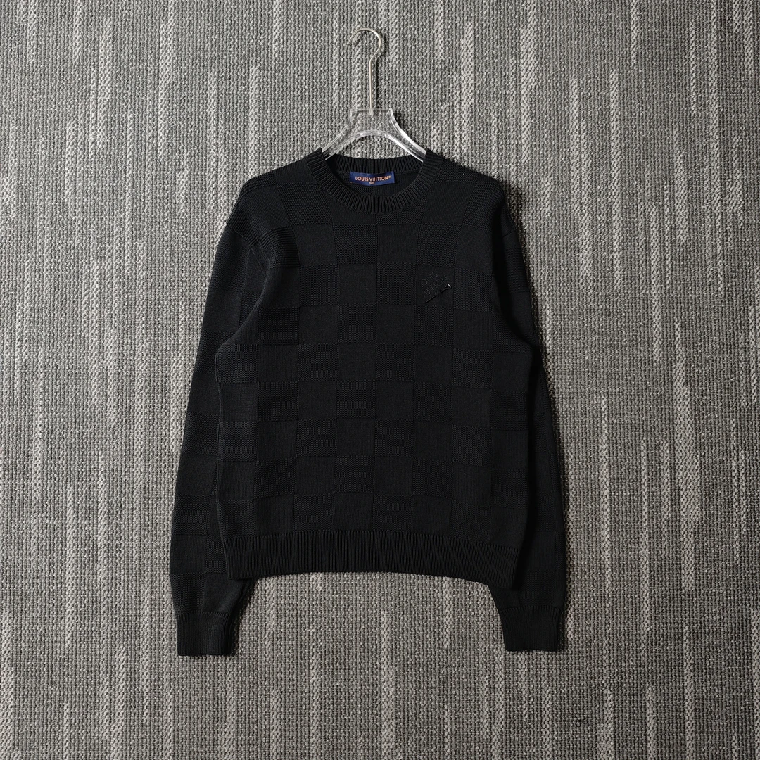 99新 LouisVuitton/路易威登 FW22棋盘格缝线圆领毛衣/XS码/3503