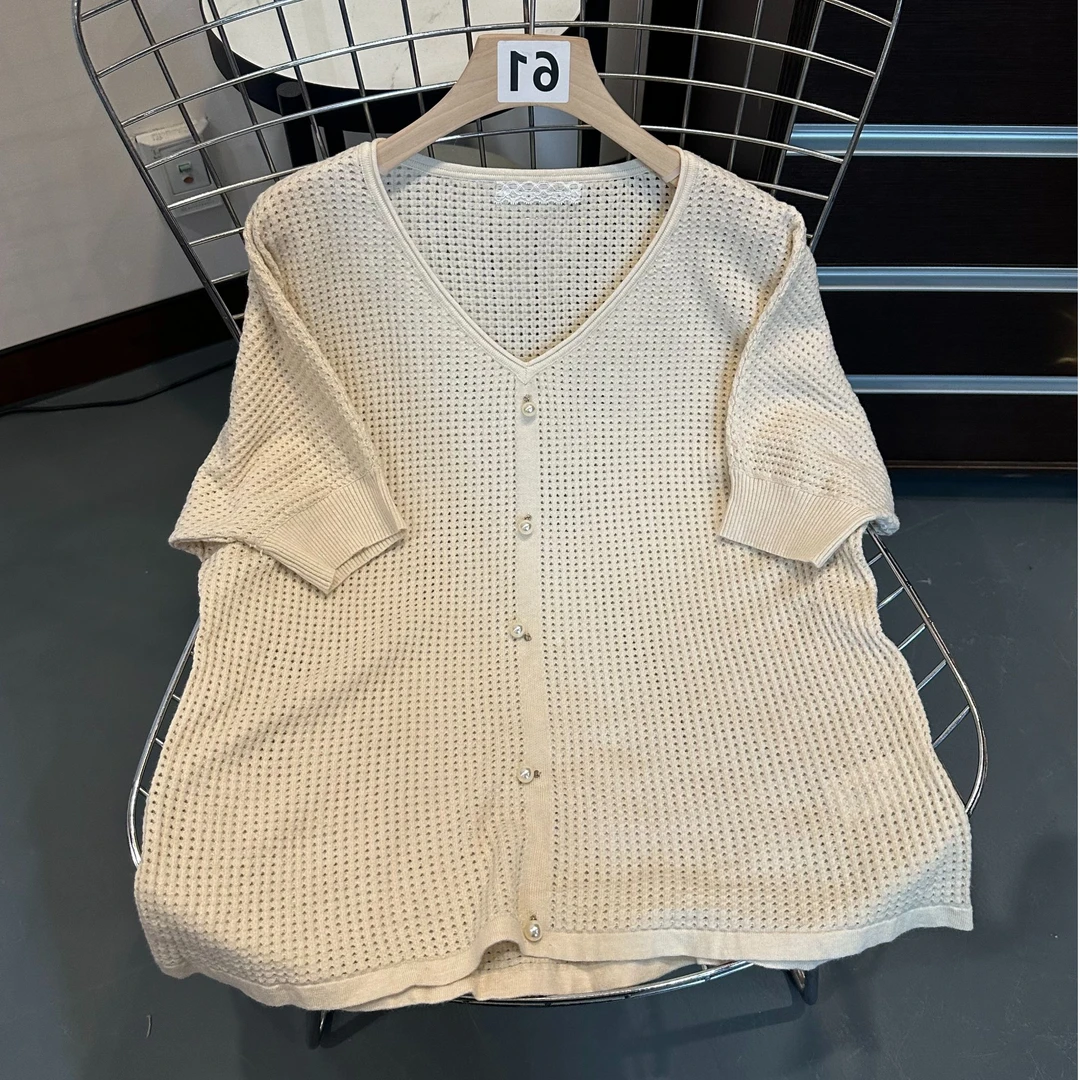 春秋款短袖镂空针织衫-Y118