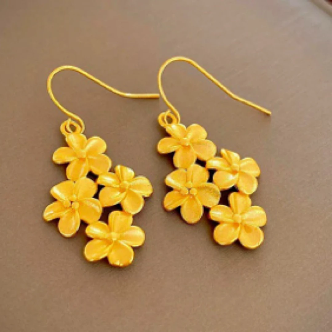 铜合金耳饰 金色时尚轻奢气质繁花耳钩耳吊耳环【平替好物】39号