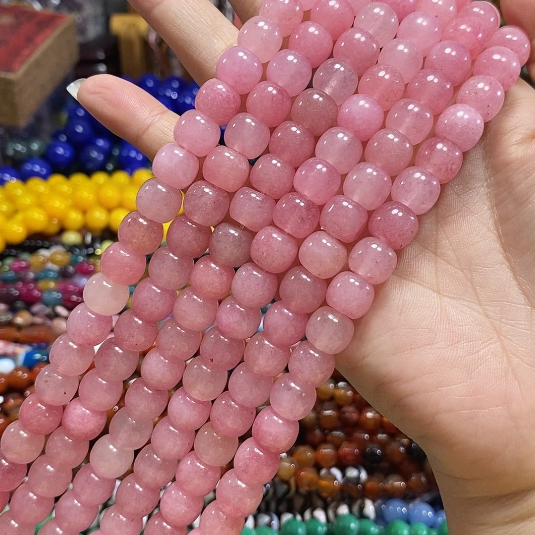 玛瑙/玉髓未镶嵌珠宝半成品桃花玉老型一条卡10mm