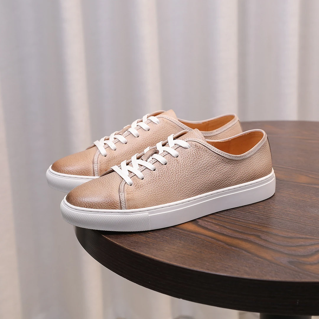 黑色棕色板鞋男真皮商务休闲皮鞋夏季 men sneakers