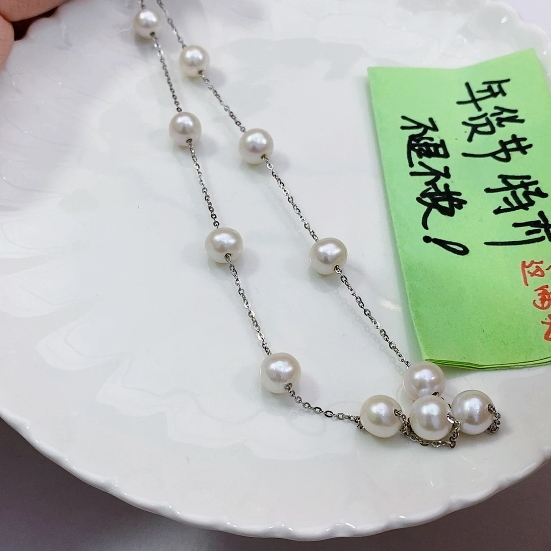 淡水珍珠特价不退换满天星项链银S925镶嵌