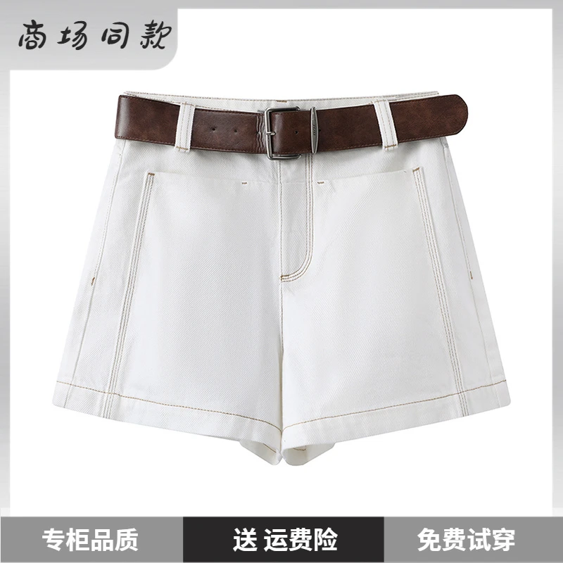 【A13】艾家夏季新款百搭时尚短款水洗高腰牛仔短裤13223