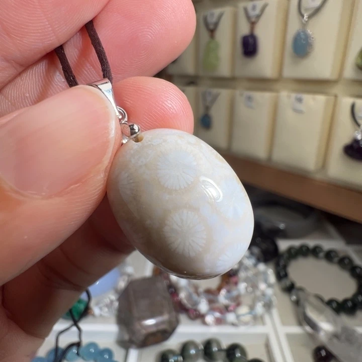 硅化珊瑚（珊瑚玉）银S925镶嵌颈饰天然珊瑚玉