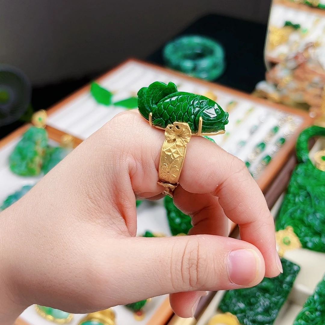 【闪购商品】银S925镀金镶嵌戒指翡翠