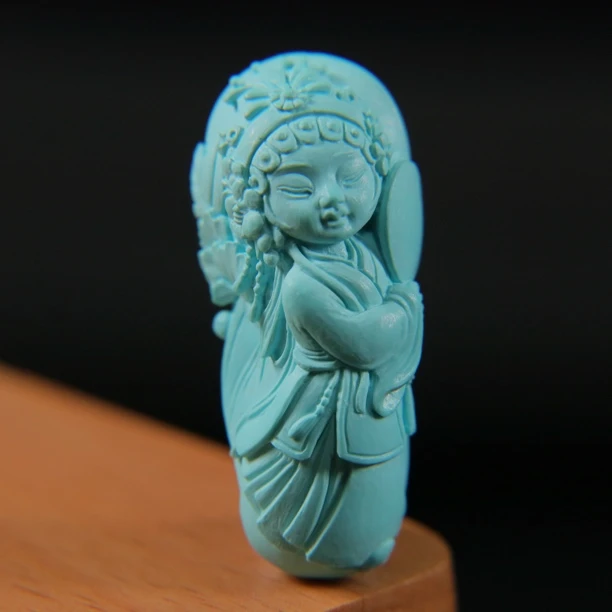 原矿绿松石花旦小美女 尺寸15×33.8×12.8mm,重7.63g