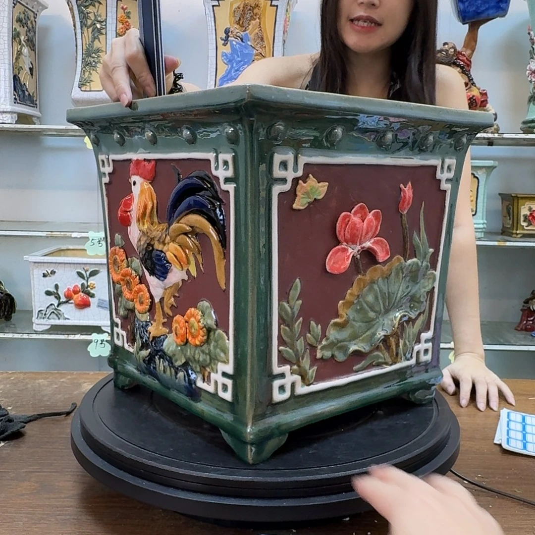 漳***司无花朵石湾盆内径27×28