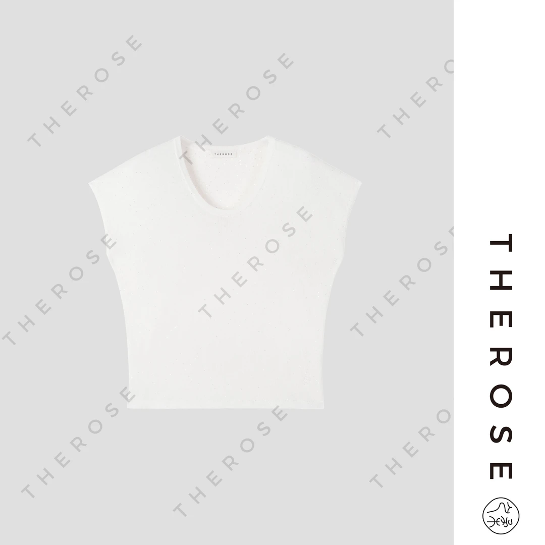 之柔【闪闪流光 短袖】珠片穿纱春夏休闲百搭针织圆领日常女士T恤