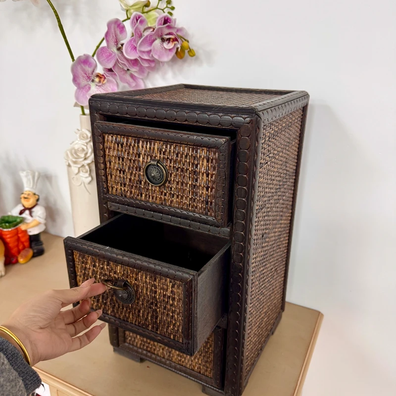 家居园艺用品收纳摆件斗柜复古收纳柜仿古小茶柜抽屉式茶具储物柜