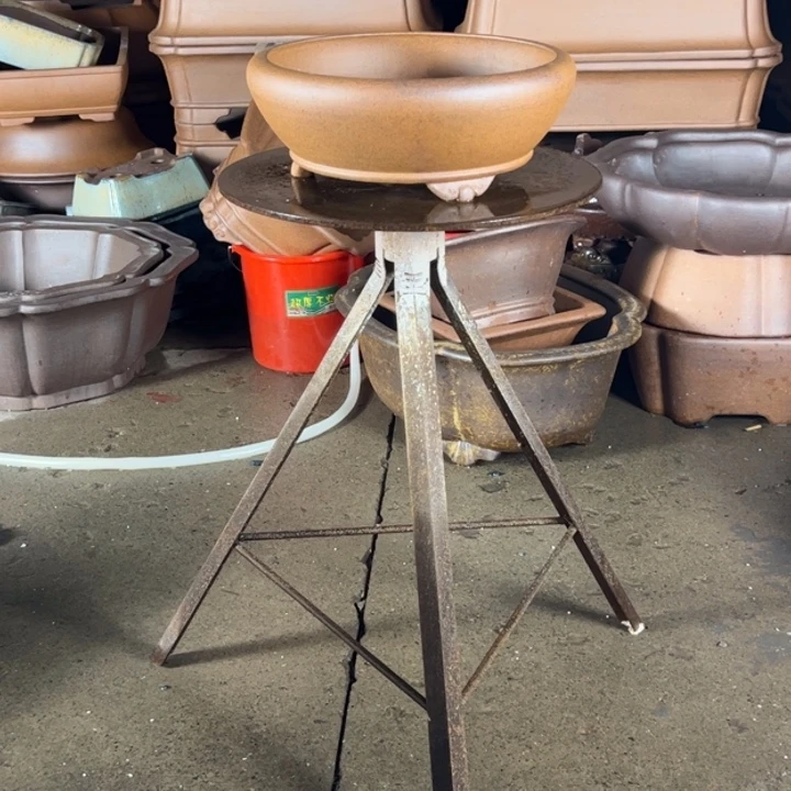 奈***N紫砂花盆高温圆盆4个35公分