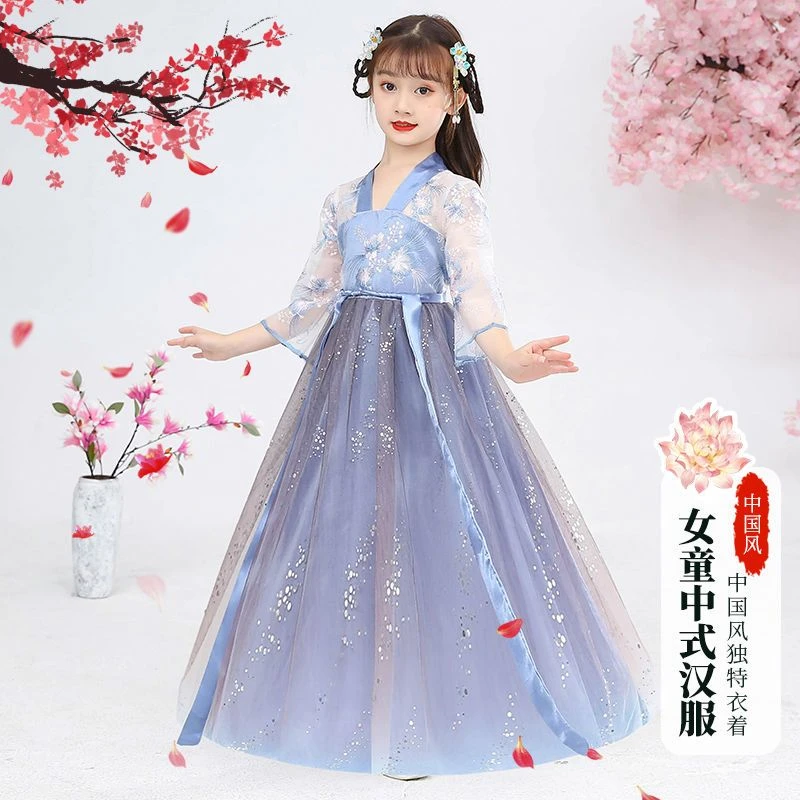 1011女童中袖汉服裙中裙连衣裙