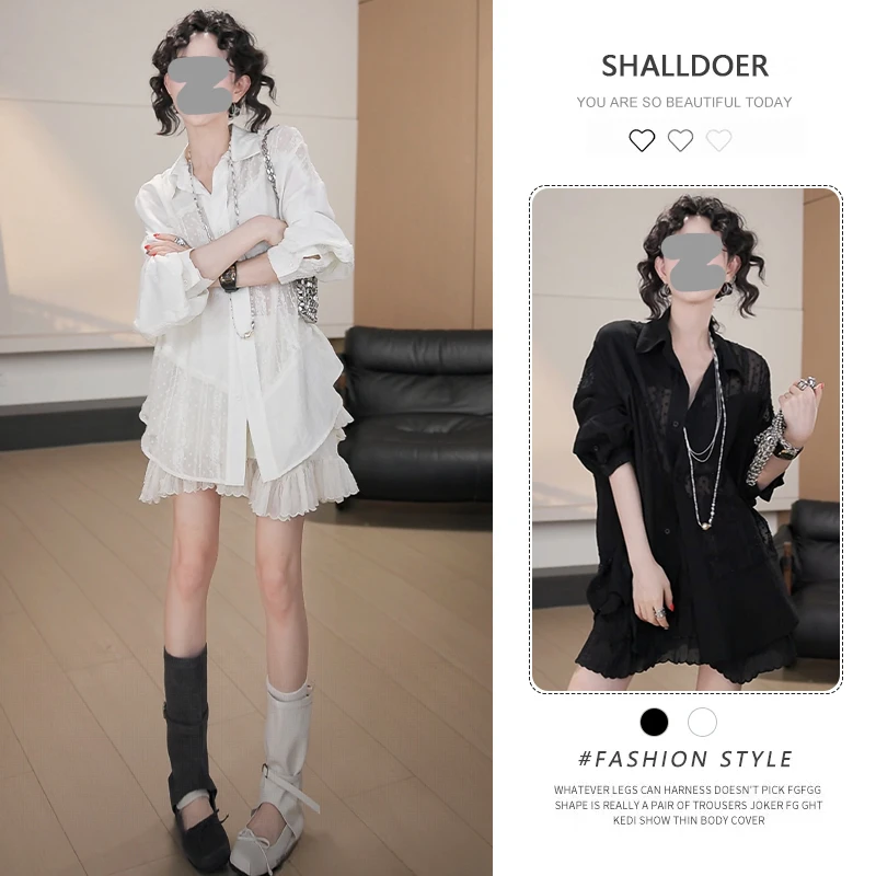 韩版纯色单排多扣衬衫百搭短裙两件套女2025夏季新款潮流两件套