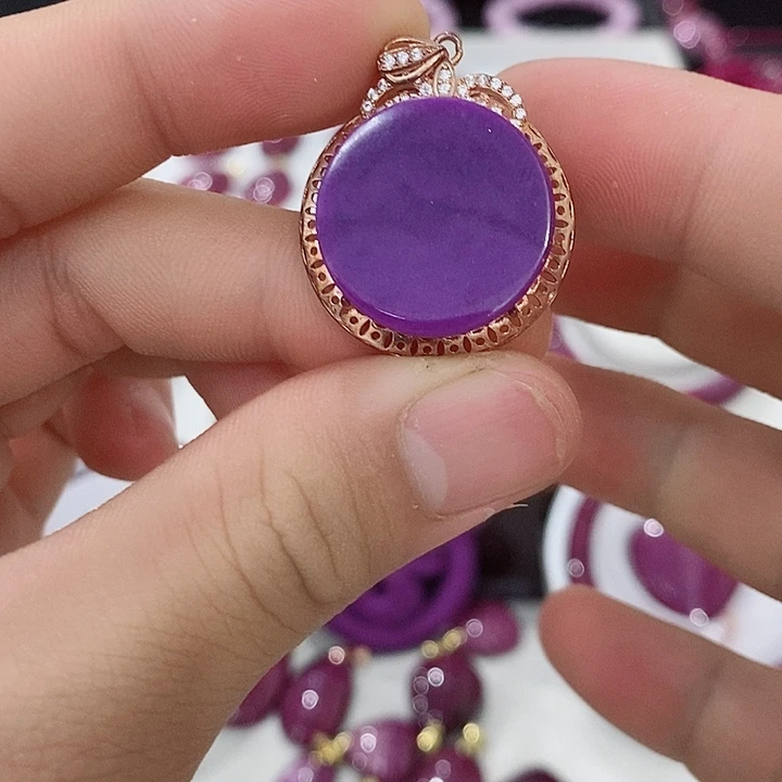 红宝石吊坠银S925镶嵌