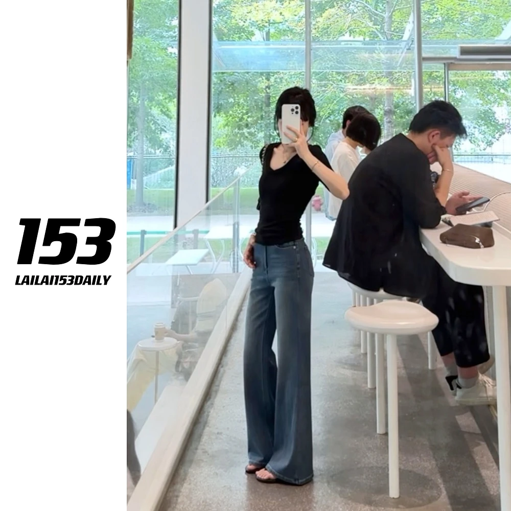 【153的日常】高智女孩牛仔裤直筒显瘦时尚春秋百搭直筒牛仔25QK869