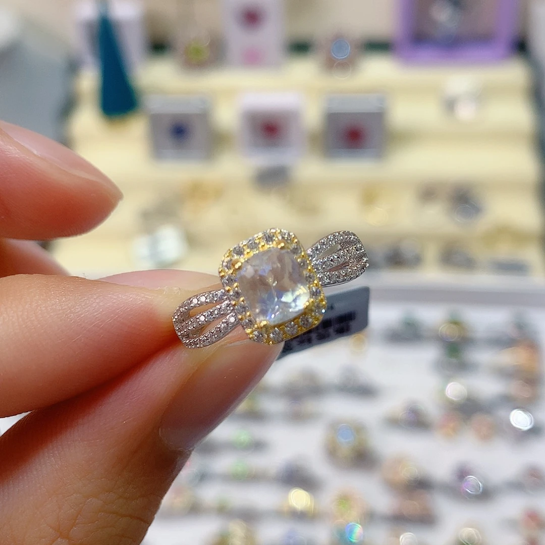 月光石银S925镶嵌戒指