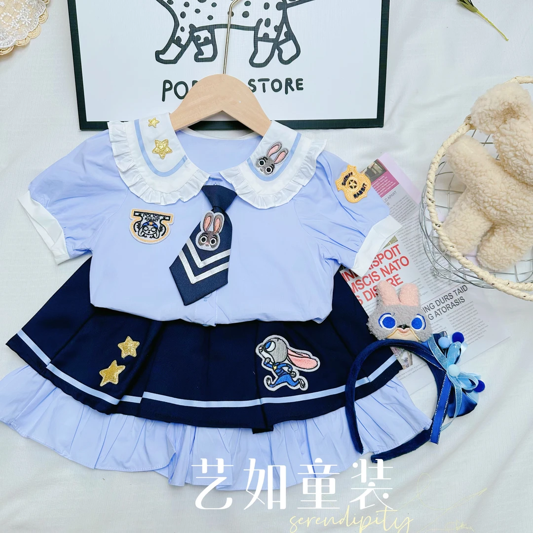 番茄家*夏季上新海军风兔子警官套装D-W529