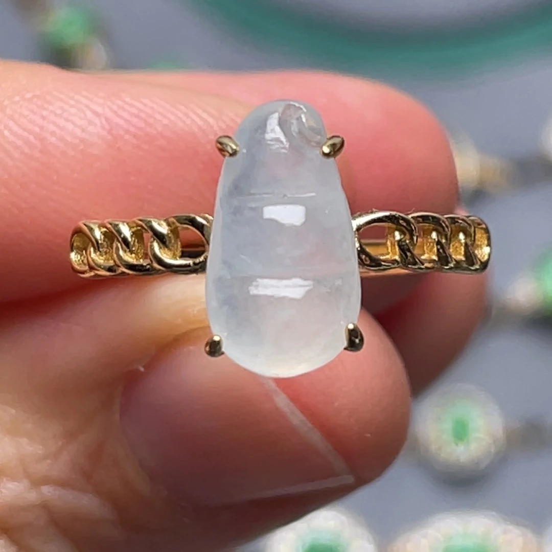 翡翠银S925镶嵌戒指纯天然缅甸翡翠A货